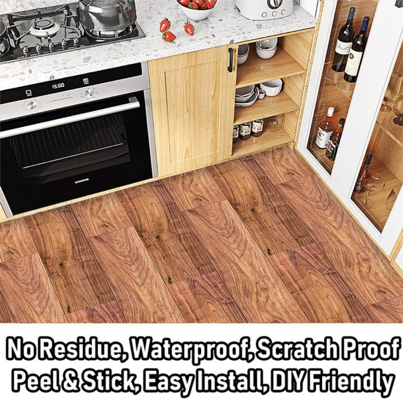 Peel And Stick Floor Stickers, PVC Natural Wood Grain Appearance, Self-adhesive Removable Waterproof, DIY Floor
