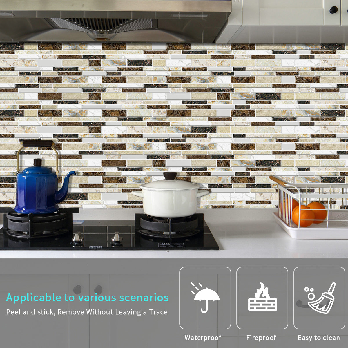 Classic Imitation Porcelain Tile Peel And Stick Back Splash PVC Marble Tile Sticker Waterproof And Oil Proof