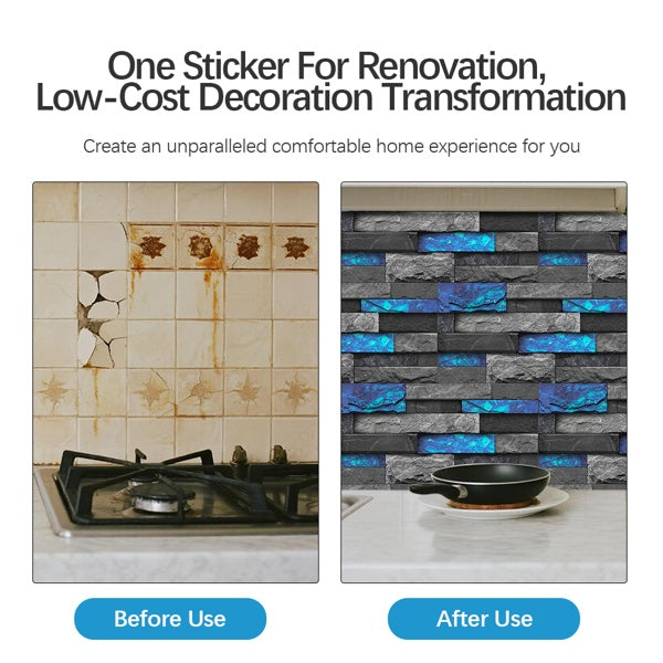 Retro Blue Imitation Stone Brick Self-adhesive Wall Stickers PVC Wall Stickers, Removable Without Leaving Glue, Waterproof, Oil-proof And High Temperature Resistant Wallpaper