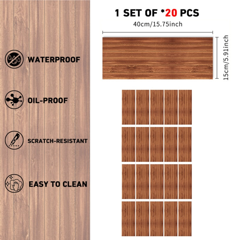 Self-adhesive Wall And Floor Tiles PVC Wood Grain Peel And Stick Floor Stickers Removable