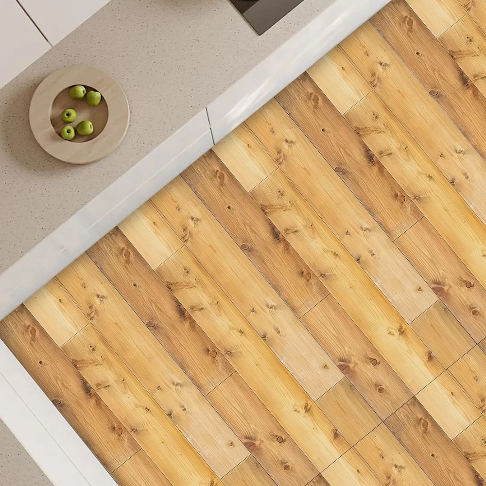 Wood Grain Self-Adhesive Anti-Slip Floor Stickers, Durable PVC Peel-and-Stick Waterproof And Oil-Proof Tile Stickers, Removable Wall Decor