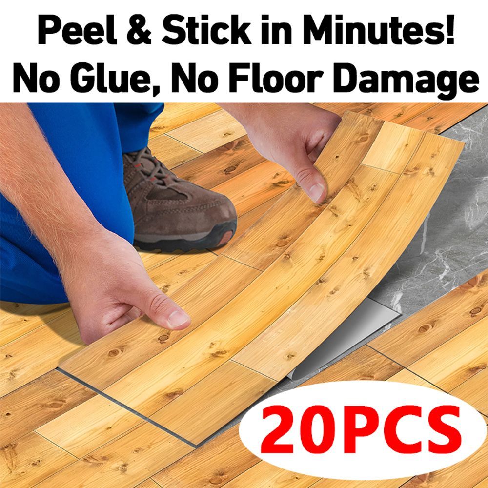 Wood Grain Self-Adhesive Anti-Slip Floor Stickers, Durable PVC Peel-and-Stick Waterproof And Oil-Proof Tile Stickers, Removable Wall Decor
