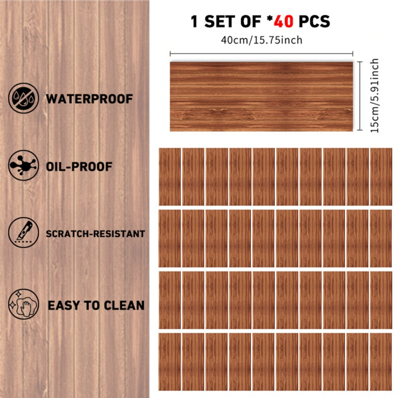 Self-adhesive Wall And Floor Tiles PVC Wood Grain Peel And Stick Floor Stickers Removable