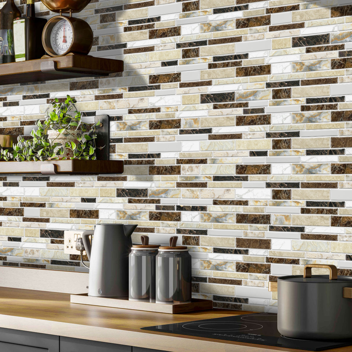 Classic Imitation Porcelain Tile Peel And Stick Back Splash PVC Marble Tile Sticker Waterproof And Oil Proof