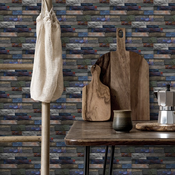 Peel And Stick Wallpaper Retro Stone Brick Self-adhesive Wall Stickers Bathroom Kitchen Back Stickers