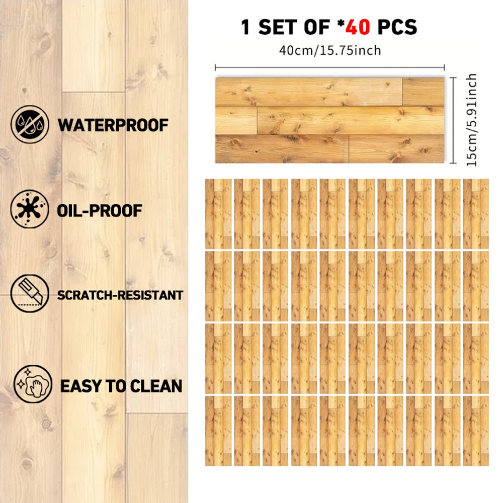 Wood Grain Self-Adhesive Anti-Slip Floor Stickers, Durable PVC Peel-and-Stick Waterproof And Oil-Proof Tile Stickers, Removable Wall Decor