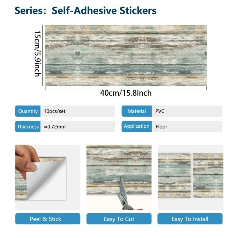Vintage Wood Grain Floor Stickers, Easy To Peel And Stick, Self-adhesive, Scratch And Wear Resistant