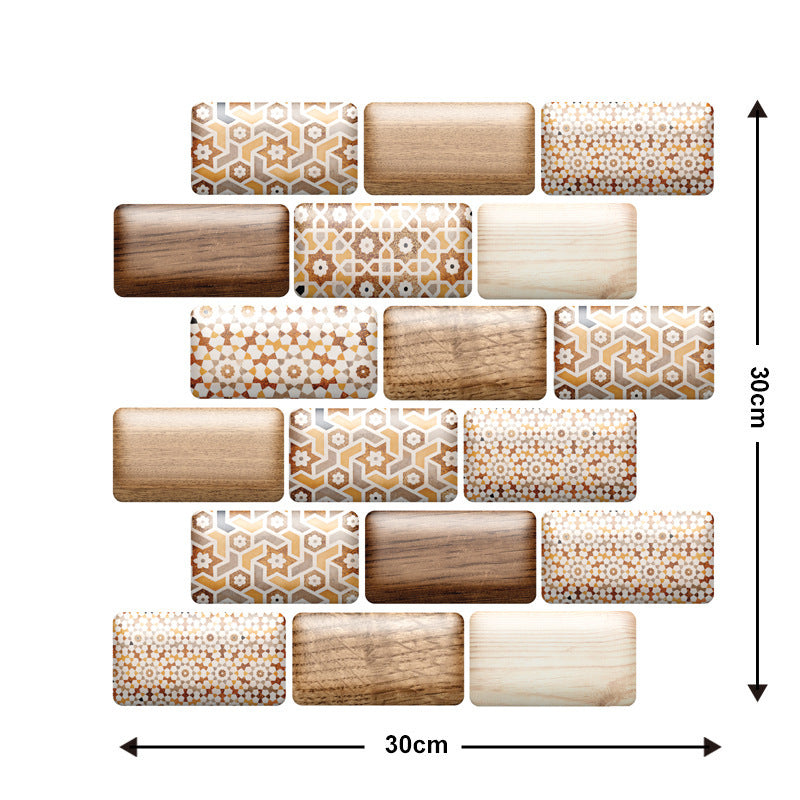 10 Pieces Of  Wood Grain 3D Wall Stickers Removable Tiles For Home Decoration