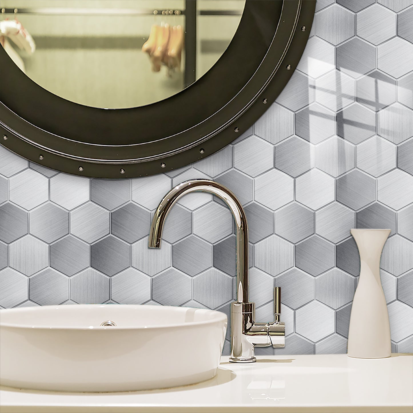 Hexagon Stick Kitchen Backsplash Tiles, Mosaic Tile Stickers Pvc Peel And Stick Backsplash Self Adhesive Decor For Kitchen Backsplash