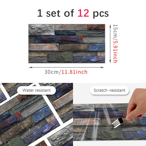 Peel And Stick Wallpaper Retro Stone Brick Self-adhesive Wall Stickers Bathroom Kitchen Back Stickers
