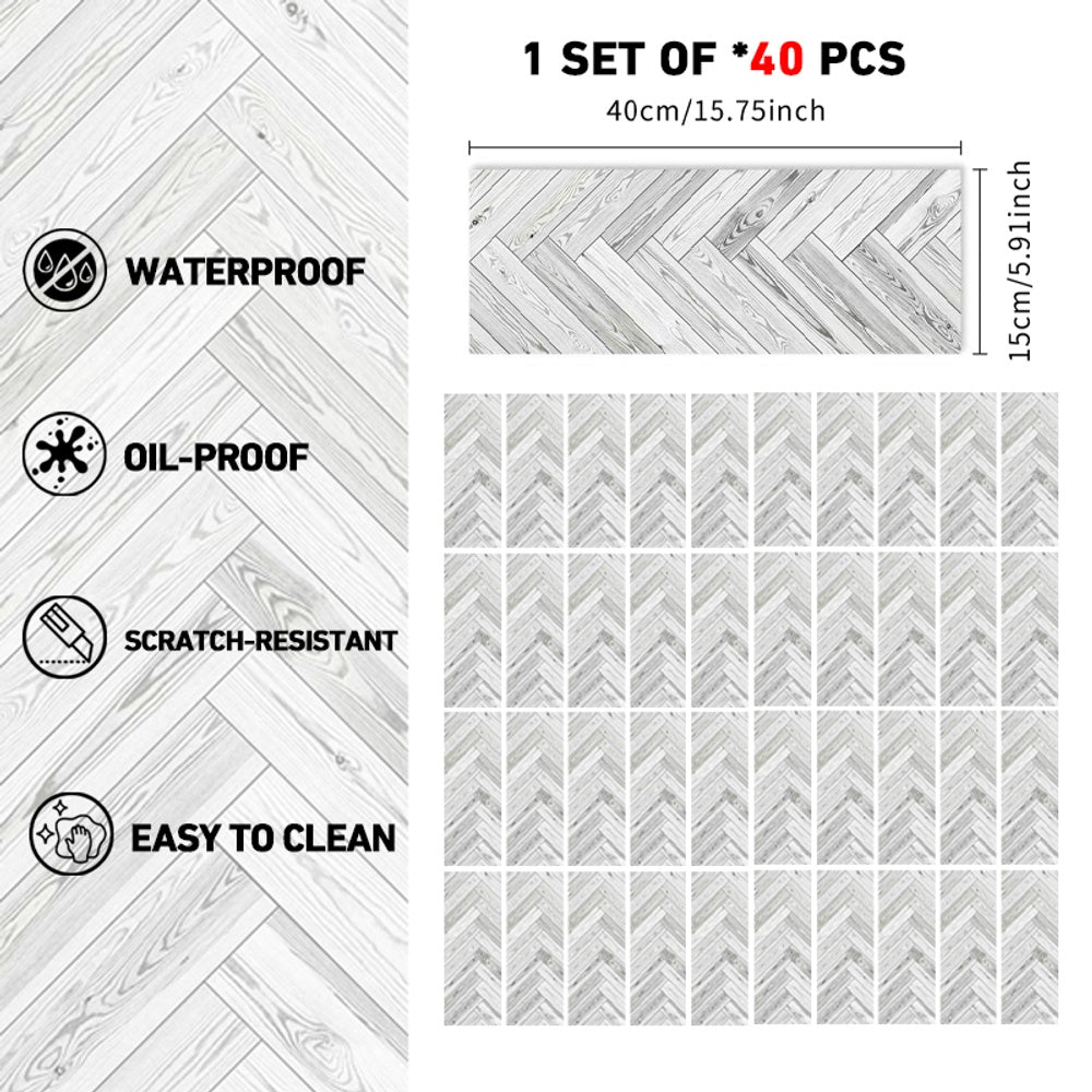 Gray Wood Grain Floor Tiles, Self-adhesive PVC Flooring, Waterproof And Wear-resistant, Easy DIY Peel And Stick Installation