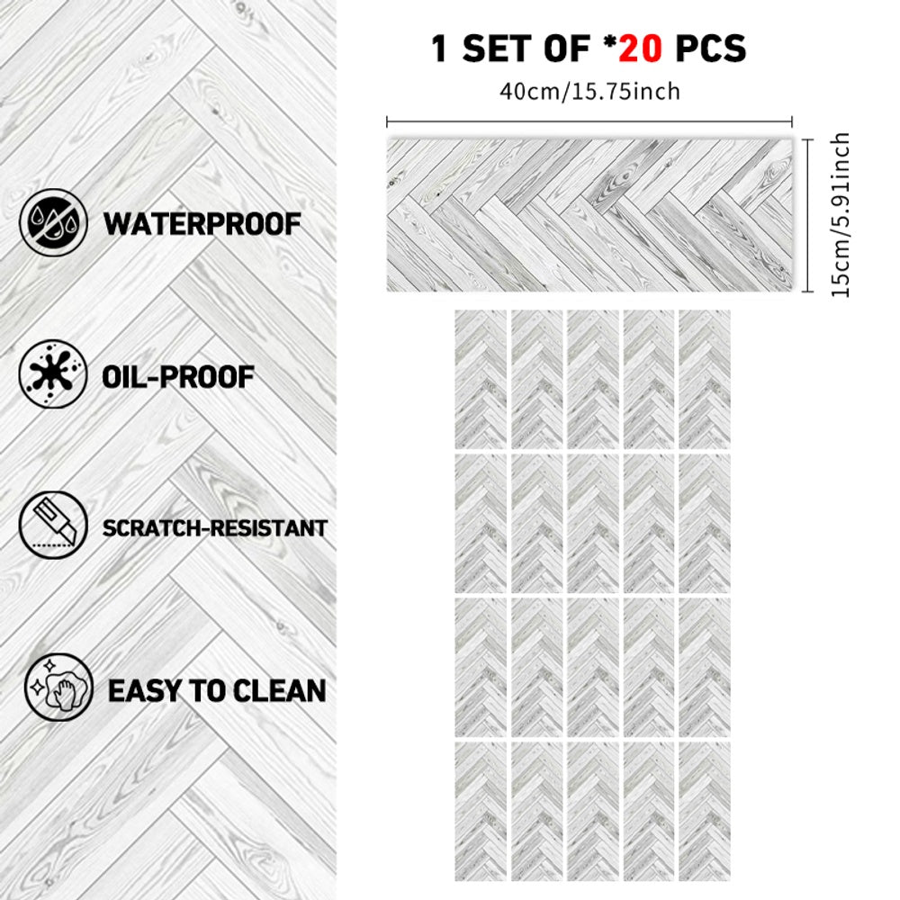 Gray Wood Grain Floor Tiles, Self-adhesive PVC Flooring, Waterproof And Wear-resistant, Easy DIY Peel And Stick Installation
