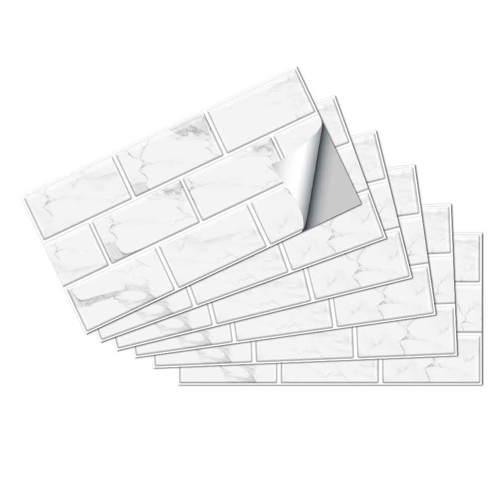 White Marble Look Peel And Stick Tiles Water And Oil Proof PVC Self Adhesive Tile Stickers Wall Stickers