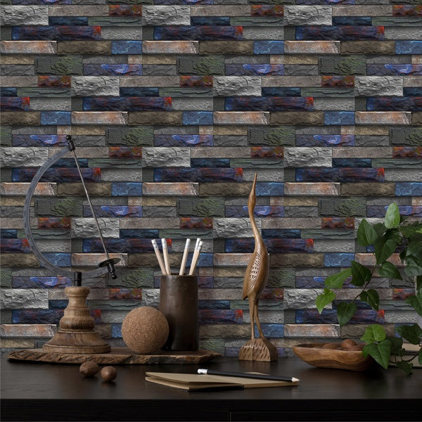 Peel And Stick Wallpaper Retro Stone Brick Self-adhesive Wall Stickers Bathroom Kitchen Back Stickers