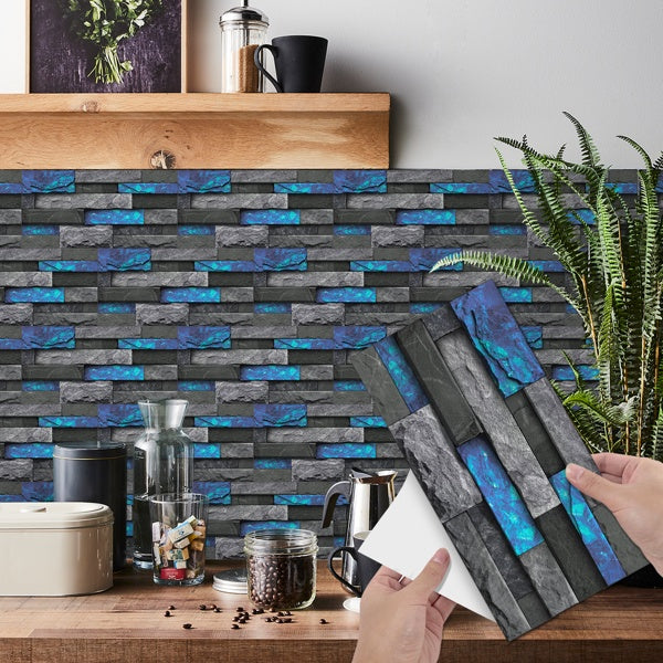 Retro Blue Imitation Stone Brick Self-adhesive Wall Stickers PVC Wall Stickers, Removable Without Leaving Glue, Waterproof, Oil-proof And High Temperature Resistant Wallpaper