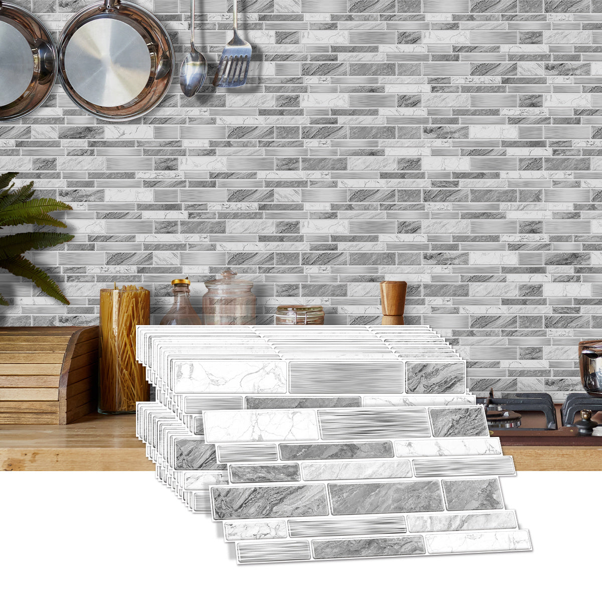 Irregular Shape Modern Grey Marble Pattern Peel And Stick Wallpaper Kitchen Bathroom Tile Stickers