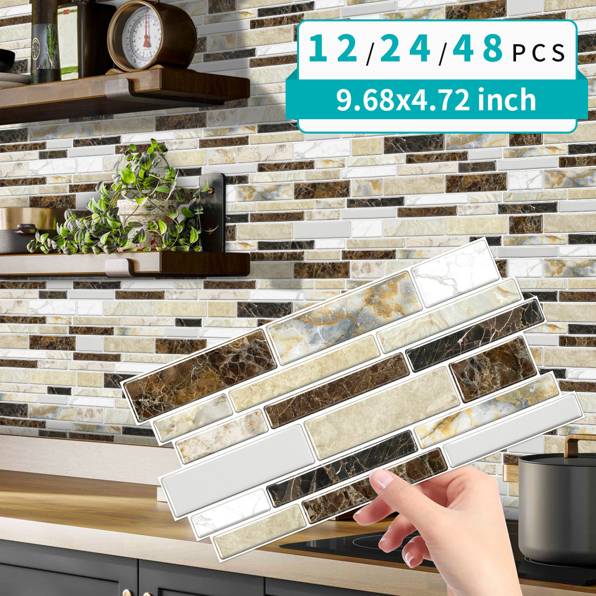 Classic Imitation Porcelain Tile Peel And Stick Back Splash PVC Marble Tile Sticker Waterproof And Oil Proof