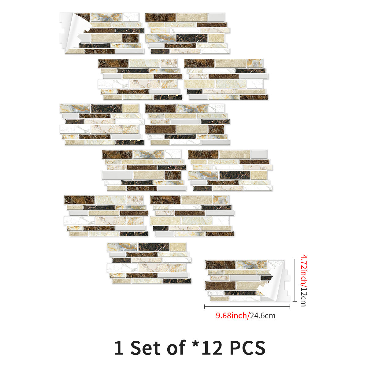 Classic Imitation Porcelain Tile Peel And Stick Back Splash PVC Marble Tile Sticker Waterproof And Oil Proof