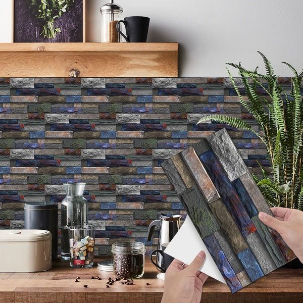Peel And Stick Wallpaper Retro Stone Brick Self-adhesive Wall Stickers Bathroom Kitchen Back Stickers