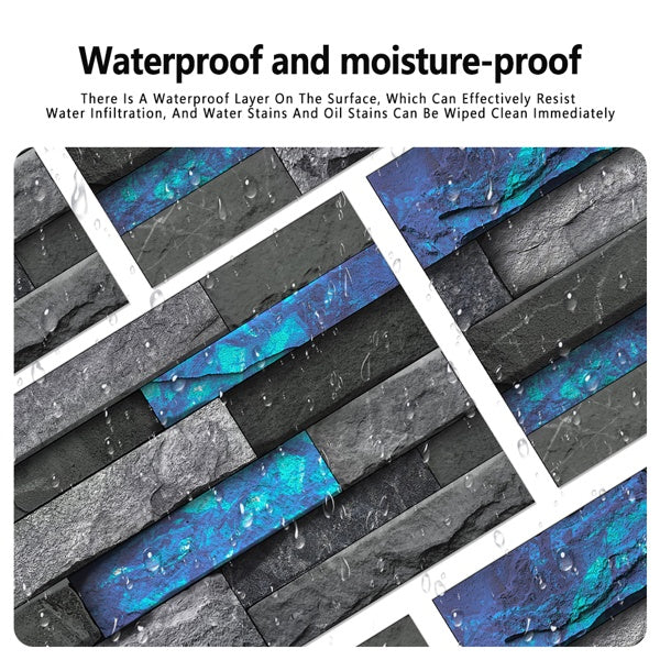Retro Blue Imitation Stone Brick Self-adhesive Wall Stickers PVC Wall Stickers, Removable Without Leaving Glue, Waterproof, Oil-proof And High Temperature Resistant Wallpaper