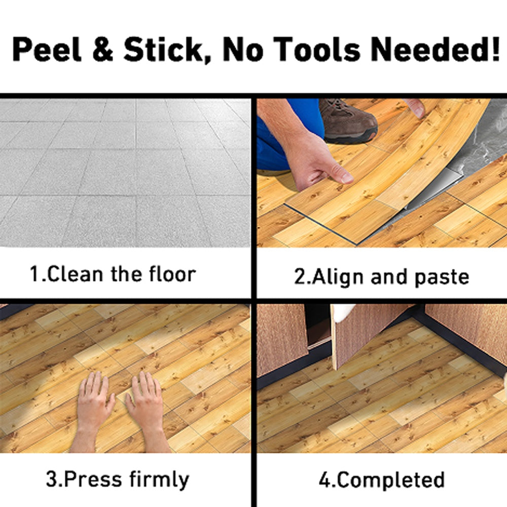 Wood Grain Self-Adhesive Anti-Slip Floor Stickers, Durable PVC Peel-and-Stick Waterproof And Oil-Proof Tile Stickers, Removable Wall Decor