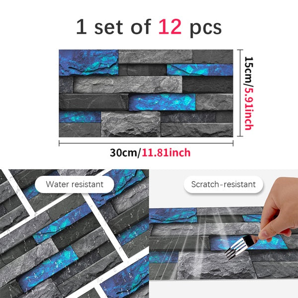 Retro Blue Imitation Stone Brick Self-adhesive Wall Stickers PVC Wall Stickers, Removable Without Leaving Glue, Waterproof, Oil-proof And High Temperature Resistant Wallpaper