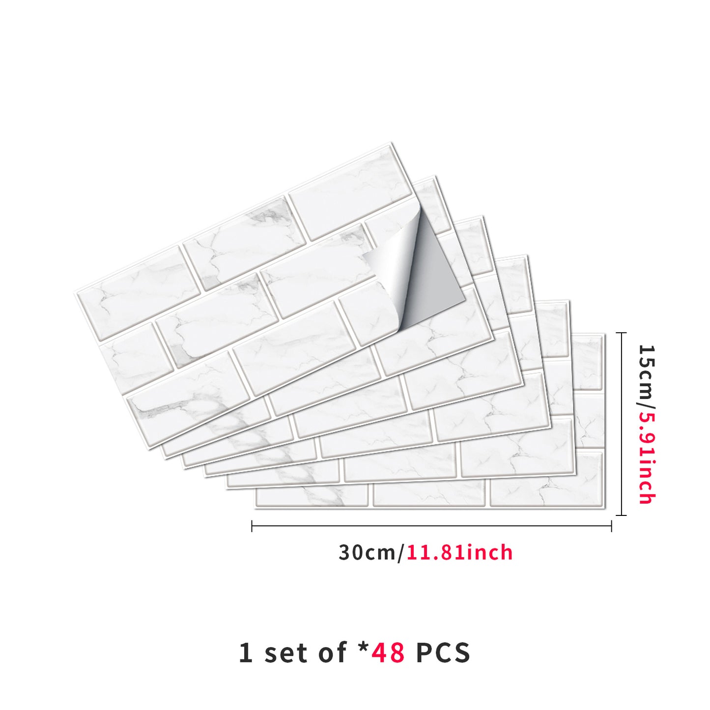 White Marble Look Peel And Stick Tiles Water And Oil Proof PVC Self Adhesive Tile Stickers Wall Stickers