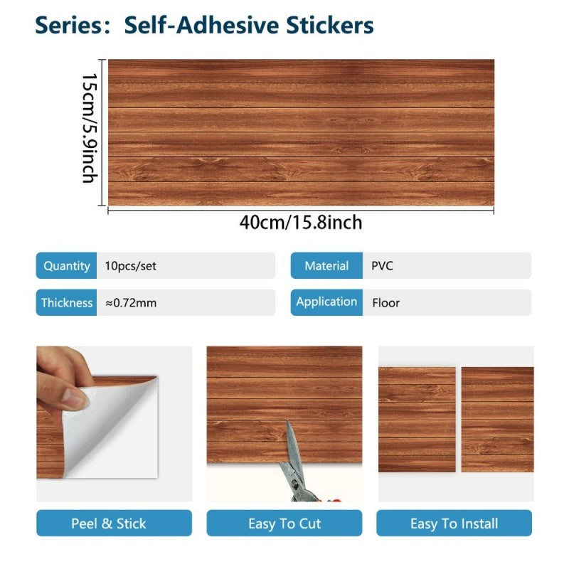 Self-adhesive Wall And Floor Tiles PVC Wood Grain Peel And Stick Floor Stickers Removable