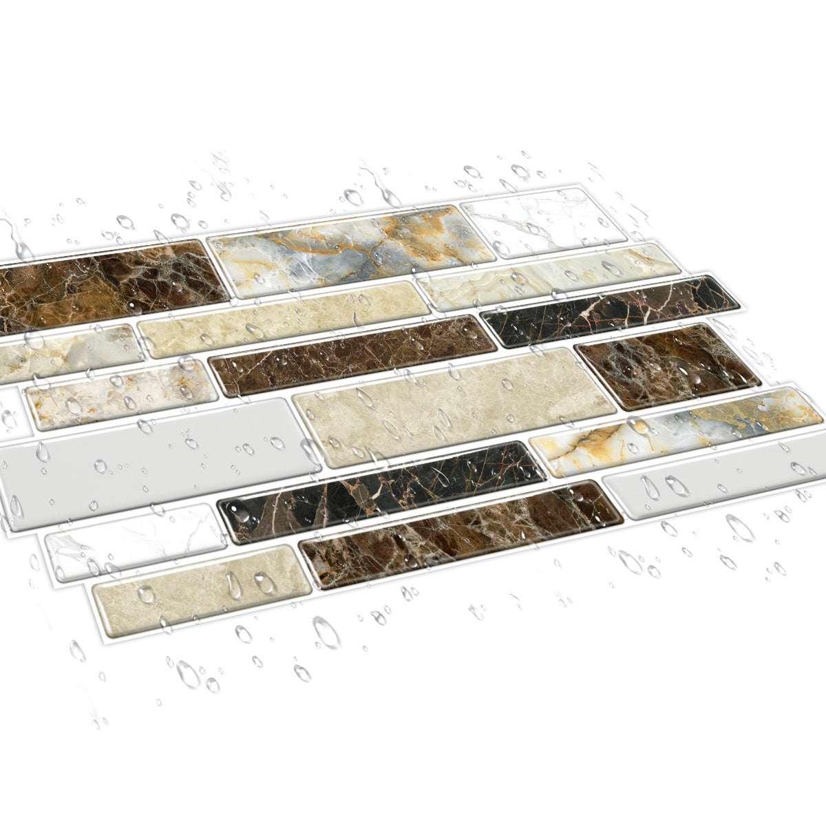 Classic Imitation Porcelain Tile Peel And Stick Back Splash PVC Marble Tile Sticker Waterproof And Oil Proof