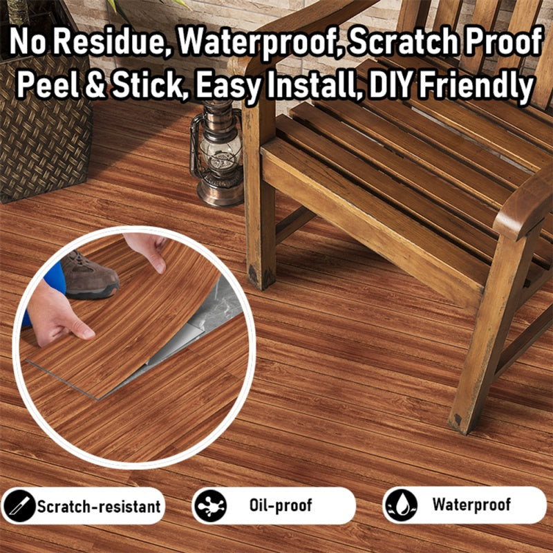 Self-adhesive Wall And Floor Tiles PVC Wood Grain Peel And Stick Floor Stickers Removable