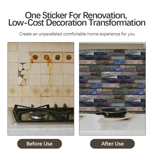 Peel And Stick Wallpaper Retro Stone Brick Self-adhesive Wall Stickers Bathroom Kitchen Back Stickers