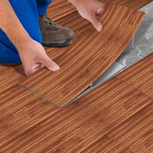 Self-adhesive Wall And Floor Tiles PVC Wood Grain Peel And Stick Floor Stickers Removable