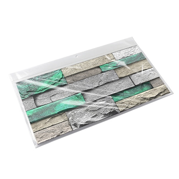 PVC Green Brick And Stone Pattern Self-adhesive Wallpaper, Removable Without Leaving Glue, Peel And Stick Wallpaper